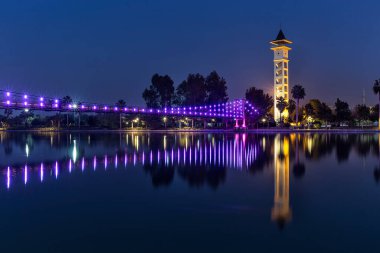 beautiful night view of Seyhan River Evening / Adana Turkey