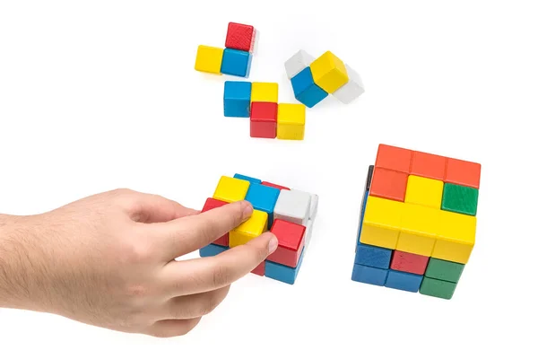 Colored Toy Bricks Isolated White Background Concept Creativity — Stock Fotó