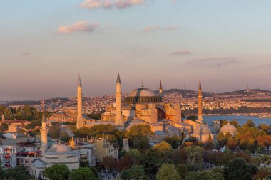 istanbul, turkey-circa september 2016: the hagia sophia mosque in the evening.
