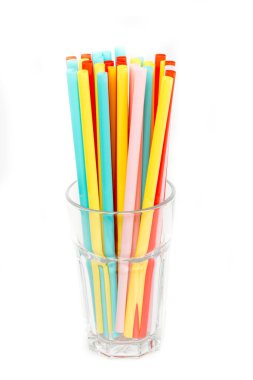 colorful straws for drink on white background