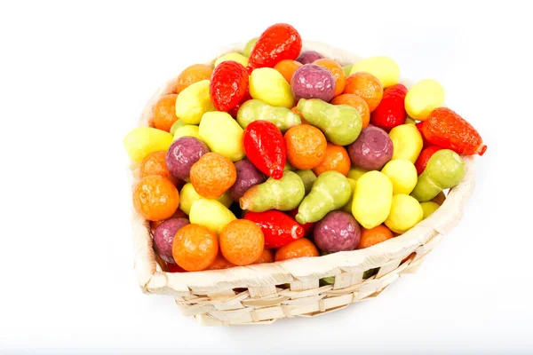 Colorful Candies Basket White Background —  Fotos de Stock