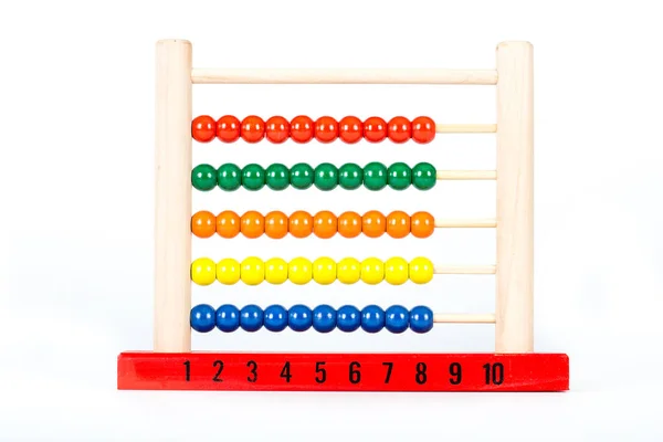 Wooden Abacus Red Yellow Background — Stockfoto