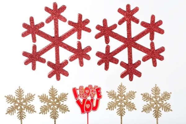 Christmas Decoration Snowflakes White Background — Zdjęcie stockowe