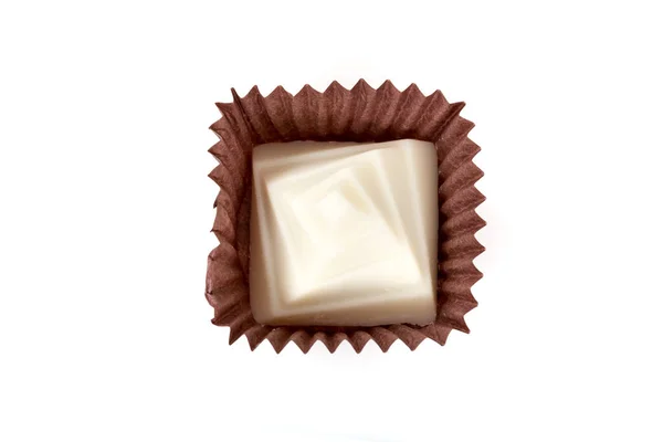 View White Chocolate Pralines White Background —  Fotos de Stock