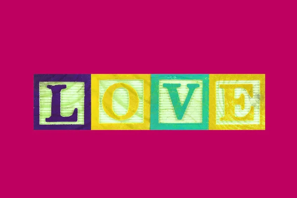 Word Love Isolated Crimson Background — Stockfoto