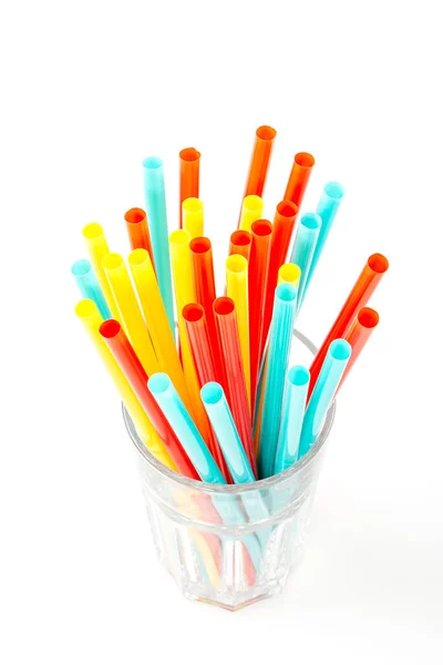 Plastic Straws Isolated White Background — Stock Photo, Image