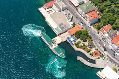 aerial drone view of the seaport  
