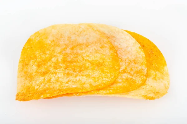 Tasty Potato Chips White Background Close View — Zdjęcie stockowe