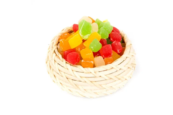 Colorful Dried Fruits Candies Isolated White — Foto de Stock