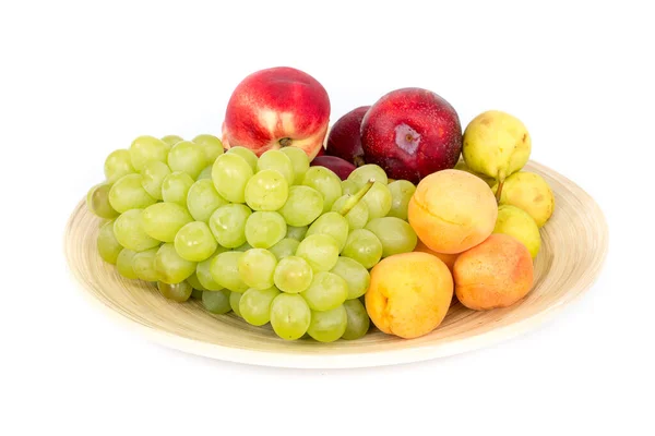 Fresh Ripe Grapes Plate Isolated White Background —  Fotos de Stock