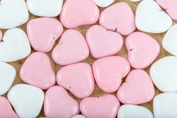 Roze Witte Marshmallows Een Achtergrond Van Een Hart — Stockfoto