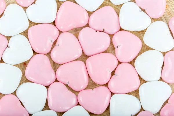 Pink Heart Shaped Candy White Background — Stockfoto