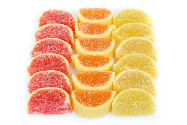 Fruit Flavored Jelly Candies Slices White Background — 스톡 사진