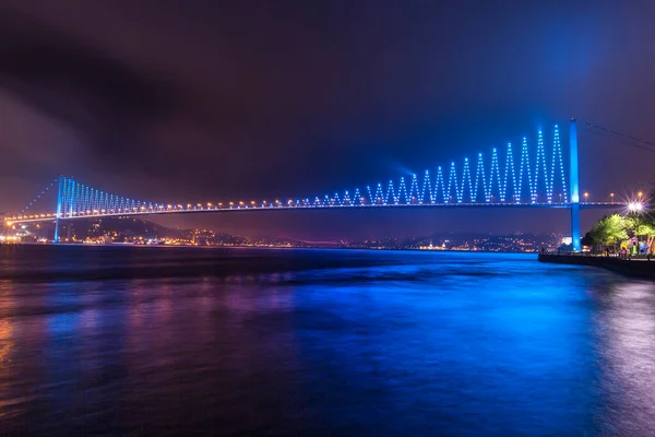 Illuminated Bridge River Evening — Photo