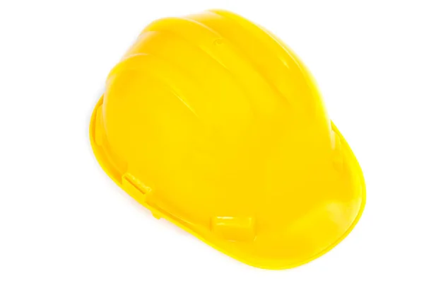 Żółty Kask Bezpieczeństwa Izolowany Białym Tle — Zdjęcie stockowe