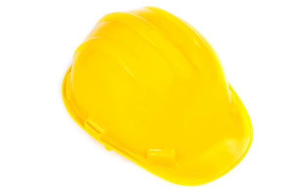 Capacete Segurança Amarelo Isolado Fundo Branco — Fotografia de Stock