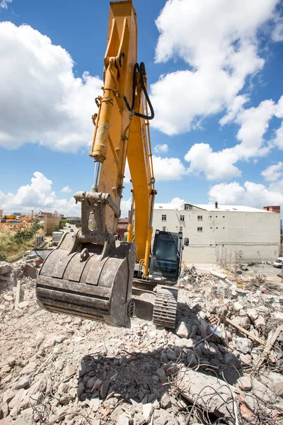 Excavadora Que Trabaja Sitio Construcción — Foto de Stock