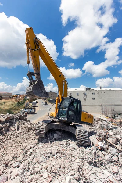 Excavadora Que Trabaja Sitio Construcción —  Fotos de Stock
