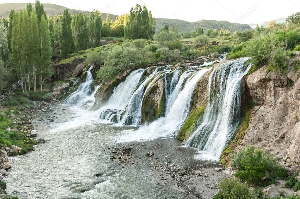 Beautiful view of Muradiye waterfalls at Eastern Anatolia, Van, Turkey