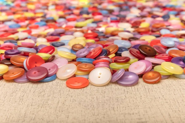 Close View Colorful Sewing Buttons Floor — 图库照片