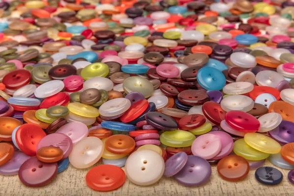 Close View Colorful Sewing Buttons Floor — Stock Photo, Image