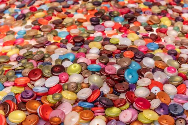 Close View Colorful Sewing Buttons Floor — 图库照片