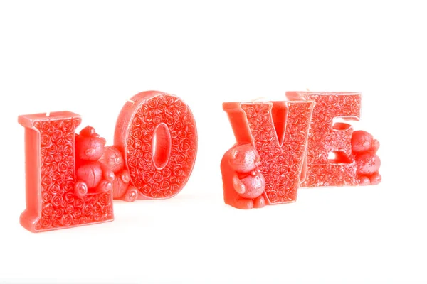Love Candles White Background — 图库照片