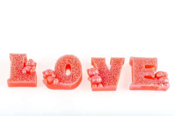 Love Letters Candles Isolated White Background — Fotografia de Stock