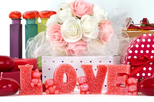 Valentine Day Concept Background Gift Boxes Red Hearts — Fotografia de Stock