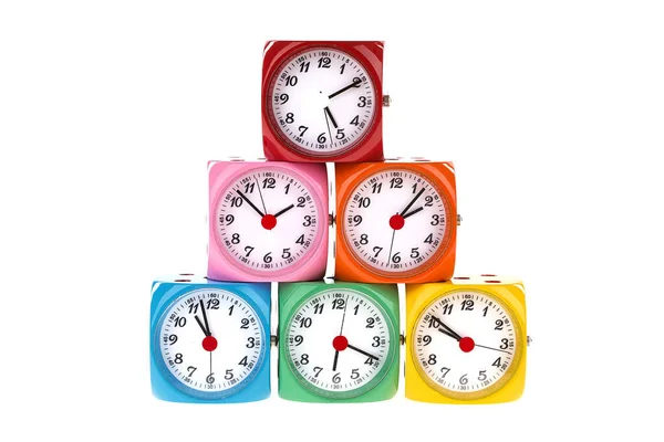 Dice Alarm Clocks Isolated White Background — Stok fotoğraf