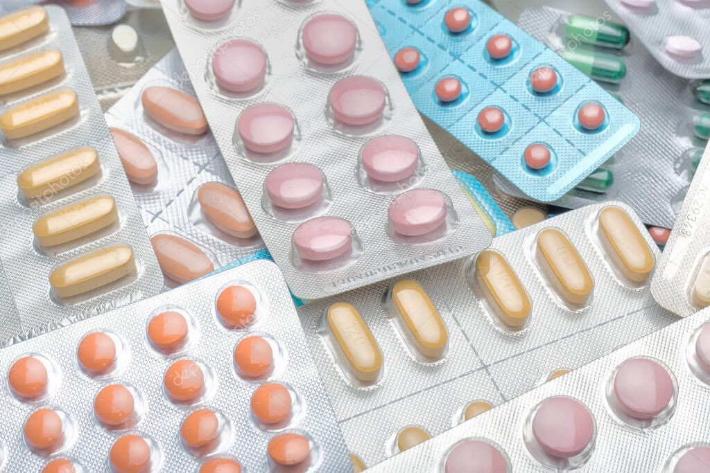 pills and tablets on a white background