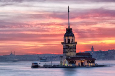 İstanbul 'da Gece Galata Kulesi.