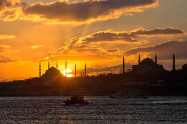 the mosque at sunset, istanbul, turkey