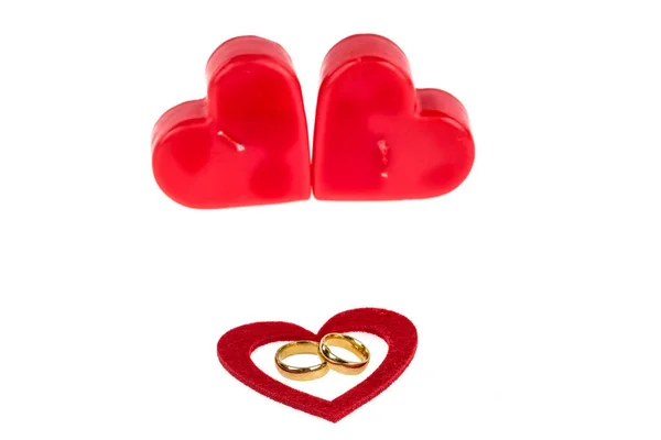 Red Heart Shaped Ring White Background — Foto de Stock