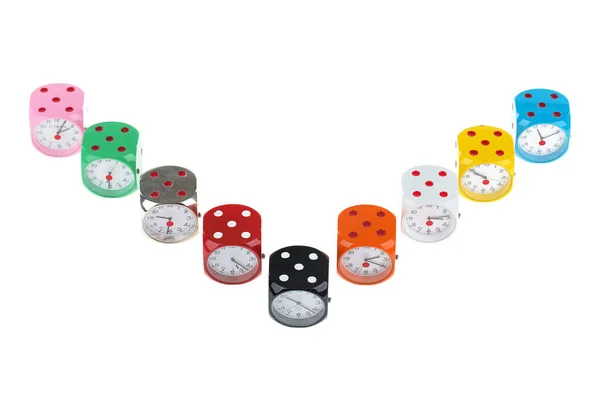 Four Dice Red White Background — 图库照片