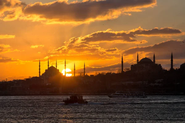 Mosque Sunset Istanbul Turkey — Stockfoto