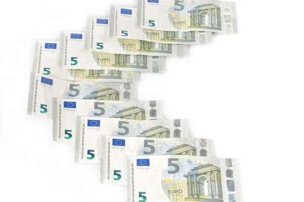 Банкноти Євро Ізольовані Білому Тлі — стокове фото