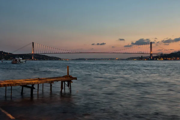 Ponte Bosphorus Exposição Longa Istambul Turquia — Fotografia de Stock