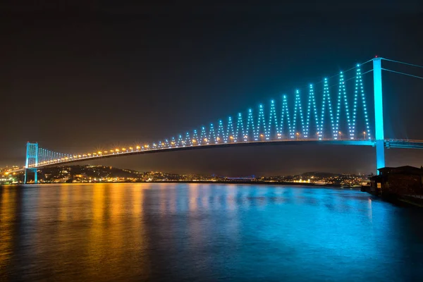 Dlouhé Vystavení Mostu Bosphorus Istanbul Turecko — Stock fotografie