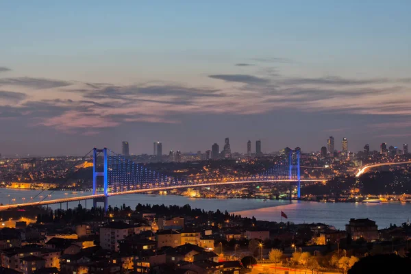 Puente Del Bósforo Larga Exposición Estambul Turquía — Foto de Stock