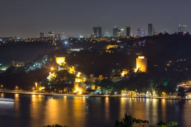 sunset view of the Rumeli fortress, Rumelihisar - a fortress located in the European part of Istanbul on the banks of the Bosphorus
