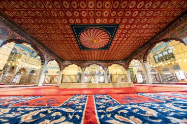 Istanbul, Turkey -August 1, 2017; Mosque on the Bosphorus shore at Istanbul. Interior of Mosque