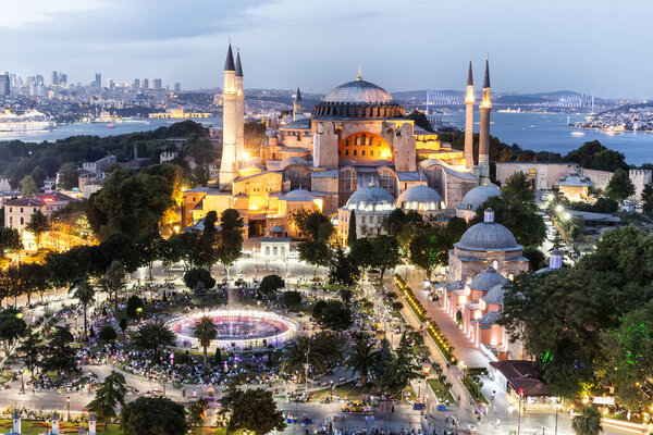fountain on the square near Hagia Sophia Mosque in Istanbul, Turkey. 