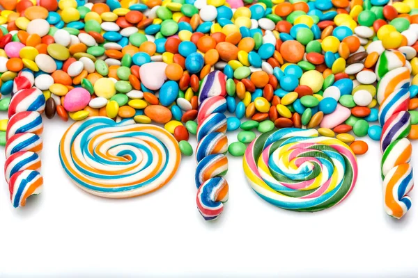 Colorful Candies Lollipops Isolated Light Background — Stok Foto
