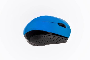 Beyaz arka plan üzerinde izole mavi bilgisayar fare