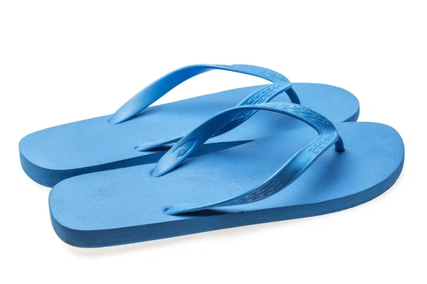 Pantofole Blu Sullo Sfondo Bianco — Foto Stock