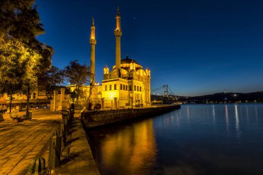 View on the mosque at sunset in the evening