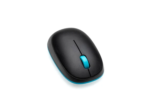 Black Computer Mouse Isolated White Background — ストック写真