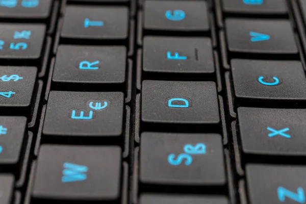 Close Keyboard Blue Light — Stock Photo, Image