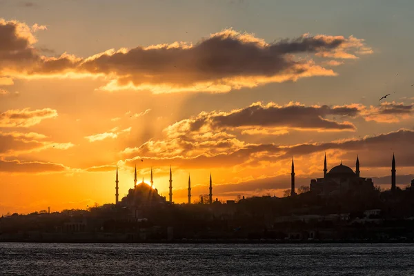 Istanbul Landscape Sunset Istanbul Silhouette Sunset Dome Mosque — Photo